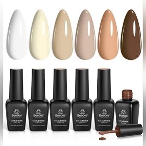 🟣 Beetles UV Gel Sandstorm 6 Polish Bottle Set Creamy Nude Brown